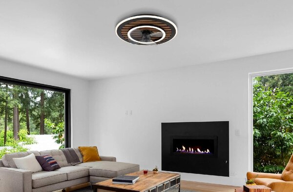 GLOBO LIGHTING Ventilatore da Soffitto con Luce Lampadario Ventilatore 3 Pale Diametro 49 cm 36W Nero - Trevino