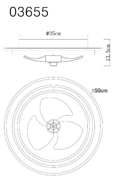 GLOBO LIGHTING Ventilatore da Soffitto con Luce Lampadario Ventilatore Diametro 50 cm Bozan