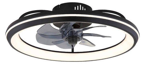 GLOBO LIGHTING Ventilatore da Soffitto con Luce e Telecomando 7 Pale 50 cm colore Nero Opaco - Celeste