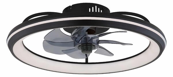 GLOBO LIGHTING Ventilatore da Soffitto con Luce e Telecomando 7 Pale 50 cm colore Nero Opaco - Celeste