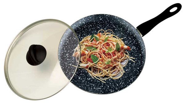 MEPRA Wok Padella Antiaderente Induzione 28 cm Rivestimento Stone colore Nero Fantasia Stone Black