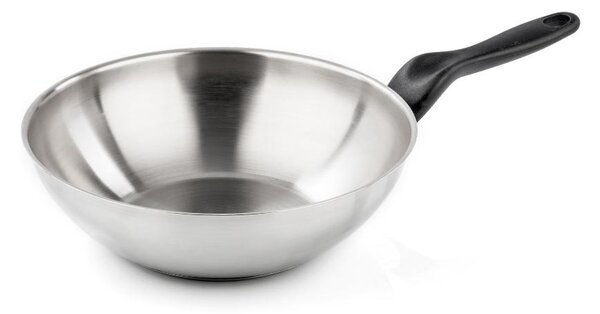 BARAZZONI Wok Padella Antiaderente Induzione Saltapasta 28 cm colore Cromo spazzolato LE INOXIDABILI