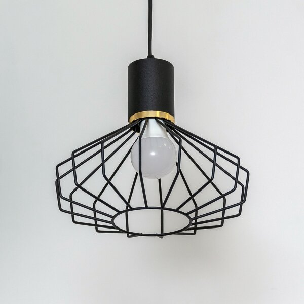 Lampada a sospensione con cavo SOLANO 1xE27/15W/230V nero/oro