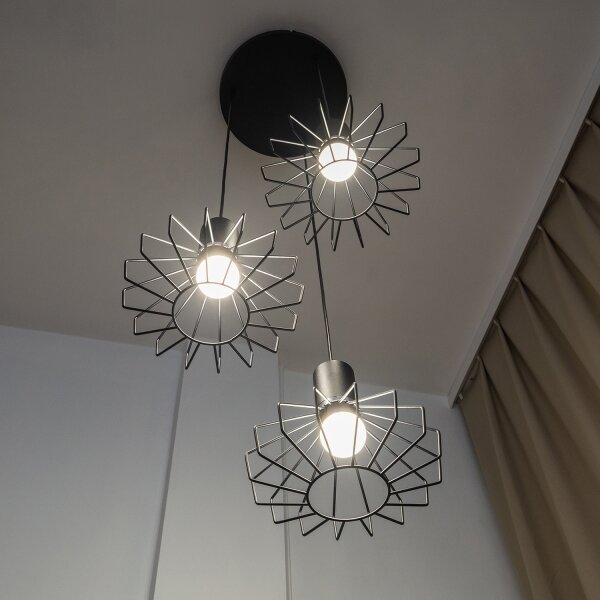 Lampadario a sospensione con cavo SOLANO 3xE27/15W/230V nero/cromo lucido