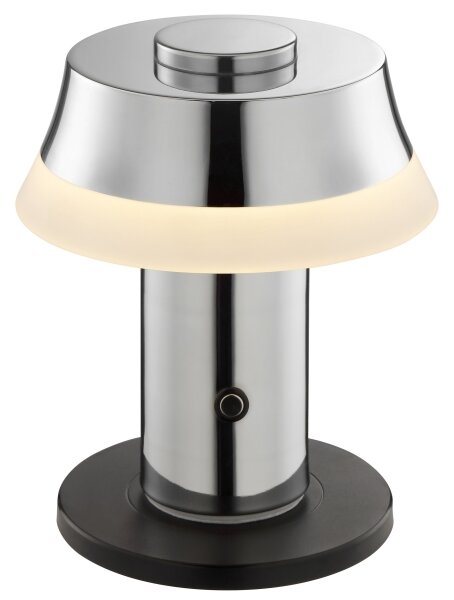 Brilliant - Lampada da tavolo LED KINICH, dimmerabile e ricaricabile, con controllo touch, LED 2,5W/5V 2700K cromo lucido