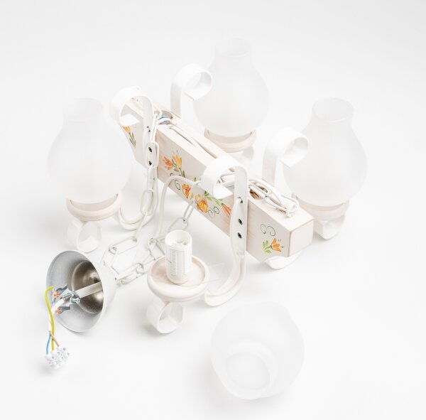 Brilagi - Lampadario con catena QUEEN 4xE14/40W/230V faggio/crema