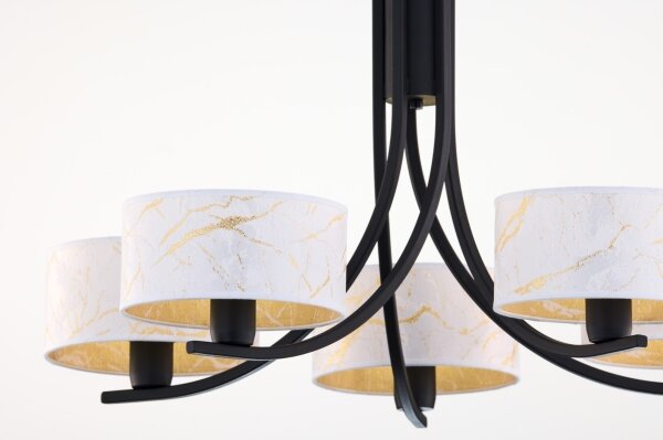 Jupiter 2104 - Lampadario a catena ARTHUR 5xE27/15W/230V bianco/nero/effetto marmo