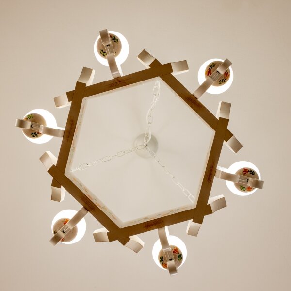 Brilagi - Lampadario a catena QUEEN 6xE14/40W/230V faggio/crema