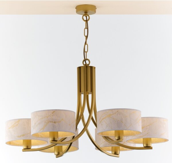 Jupiter 2098 - Lampadario a catena ARTHUR 6xE27/15W/230V bianco/oro/effetto marmo