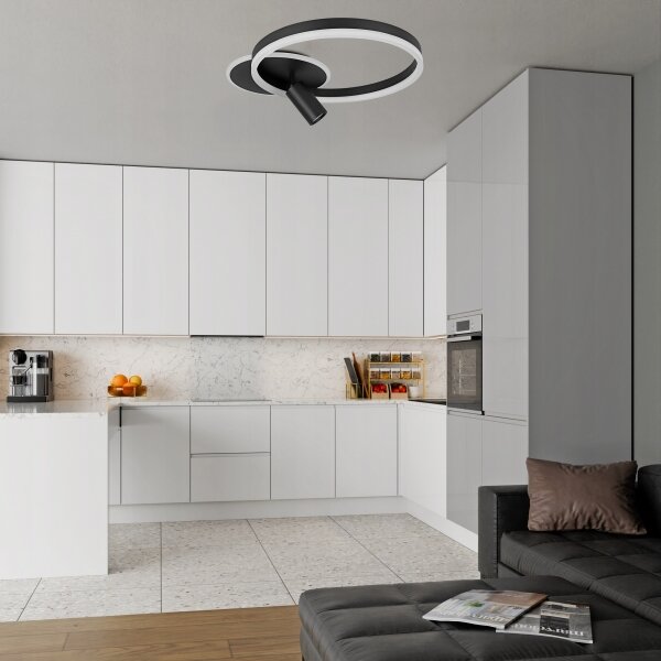 Plafoniera LED 38W/230V + 1xGU10/30W nera