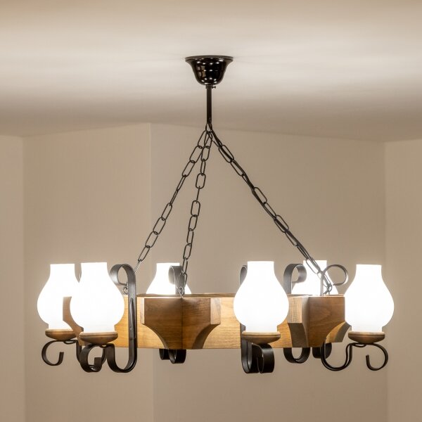 Brilagi - Lampadario a sospensione con catena QUEEN 6xE14/40W/230V faggio