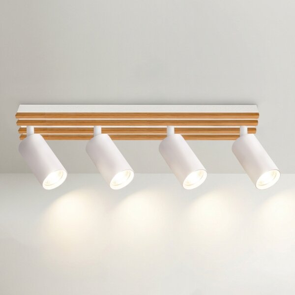 Brilagi - Faretto SELE WOOD ACOUSTIC 4xGU10/30W/230V bianco/legno