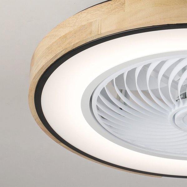 Brilagi-LED Dimmerabile lampada a LED con ventilatore LED/30W/230V 3000-6500K nero/rovere +telecomando