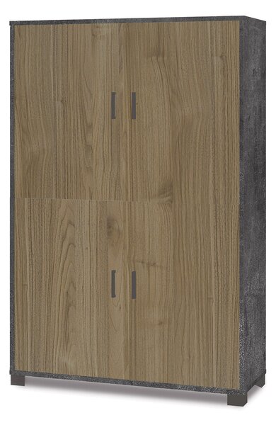 Mobile Multiuso 4 Ante 107x162x41 cm Ossido Nero/Noce Stelvio