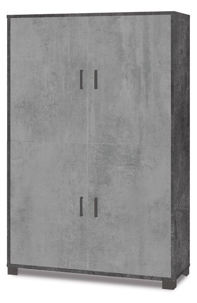 Mobile Multiuso 4 Ante 107x162x41 cm Ossido Nero/Cemento