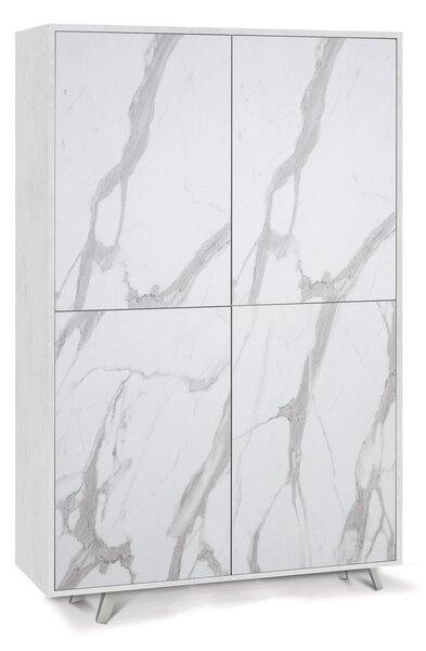 Mobile Multiuso 4 Ante 107x169x41 cm Ossido Bianco/Marmo Calacatta