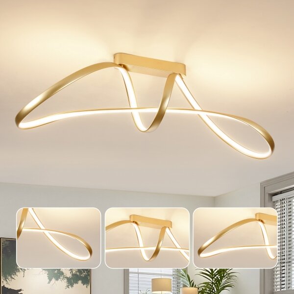 Brilagi-LED Plafoniera dimmerabile a soffitto TWISTER LED/60W/230V 3000-6000K dorata + telecomando