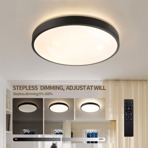 Brilagi - Lampada LED dimmerabile GLASS POOL DOUBLE LED/48W/230V 40 cm nera + telecomando