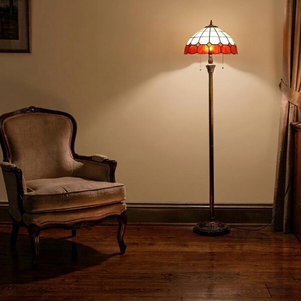Brilagi - Lampada da terra in vetro Tiffany SIENNA 2xE27/60W/230V