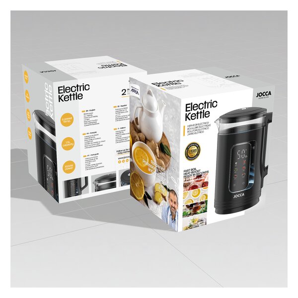 JOCCA Bollitore Elettrico Capacit 1.5 Litri Potenza 1500 Watt Touch Screen con Spegnimento Automatico colore Nero - 2894N