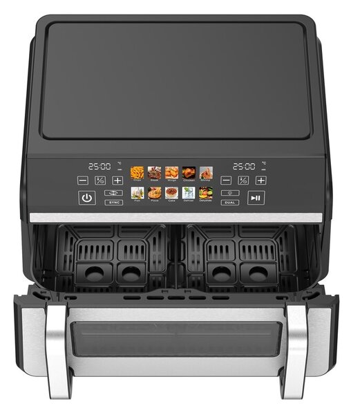 JOCCA Friggitrice ad Aria Doppio Cestello Capacit 10 Litri Potenza 2200 Watt colore Nero/Acciaio Inox - 2948