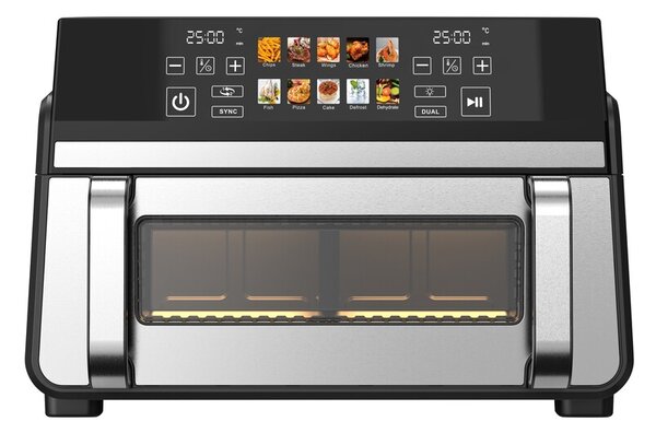 JOCCA Friggitrice ad Aria Doppio Cestello Capacit 10 Litri Potenza 2200 Watt colore Nero/Acciaio Inox - 2948