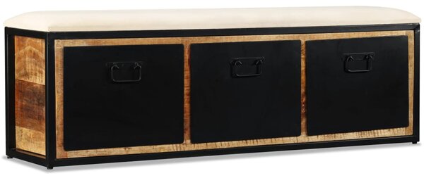 Cassapanca con 3 Cassetti Legno di Mango 120x30x40 cm