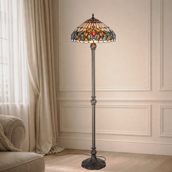 Brilagi - Lampada da terra in vetro Tiffany LUISA 2xE27/60W/230V