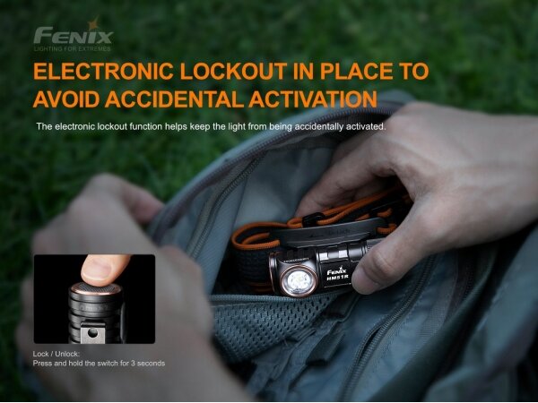 Fenix HM51RV30 - Lampada frontale a LED ricaricabile con dimmer, USB, batteria 950mAh, IP68, 860 lm, 125 h, arancione