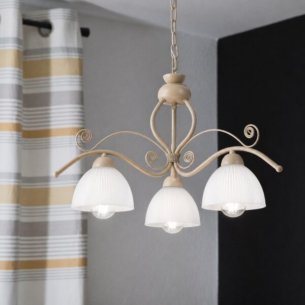 Brilagi - Lampadario con catena ANTICO MODERN 3xE27/60W/230V beige