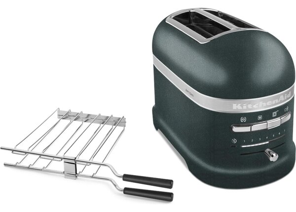 KITCHENAID Tostapane con Pinze 2 Fette Potenza 1250 Watt con 7 Livelli di Doratura e Vassoio Raccogli Briciole colore Verde - 5KMT2204EPP