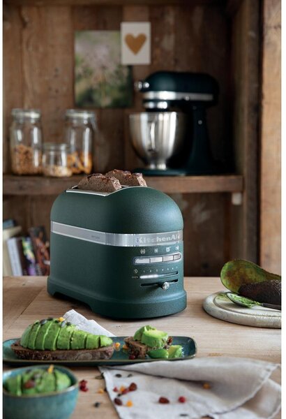KITCHENAID Tostapane con Pinze 2 Fette Potenza 1250 Watt con 7 Livelli di Doratura e Vassoio Raccogli Briciole colore Verde - 5KMT2204EPP