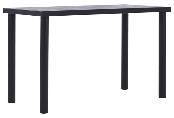 Tavolo da Pranzo Nero e Grigio Cemento 120x60x75 cm in MDF
