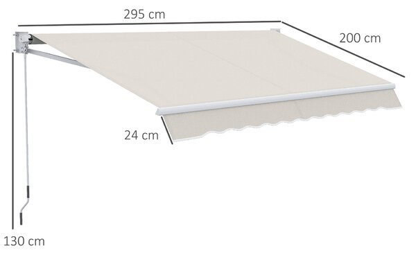 Outsunny Tenda da Sole a Bracci Regolabile 5°-35° con manovella, Telaio in Alluminio e Poliestere, 200x295, Crema | Aosom Italy