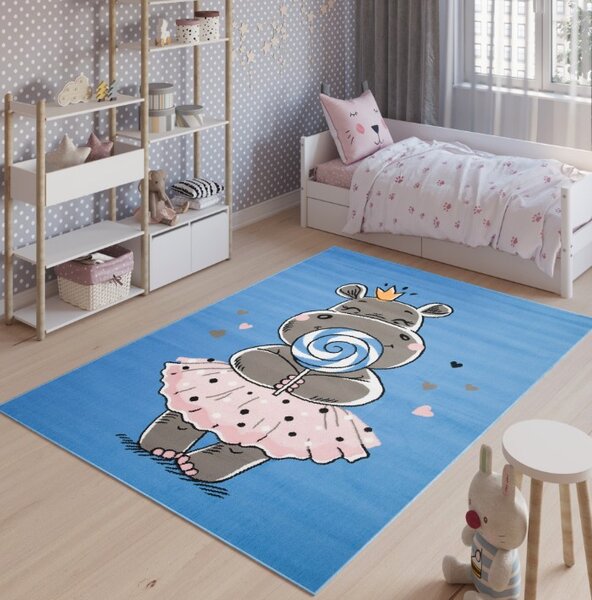 Tappeto per la camera dei bambini con ippopotamo Larghezza: 80 cm | Lunghezza: 150 cm