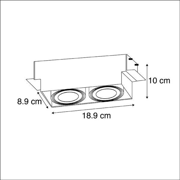 Faretto da incasso intelligente nero con 2 GU10 WiFi senza cornice - Oneon 2