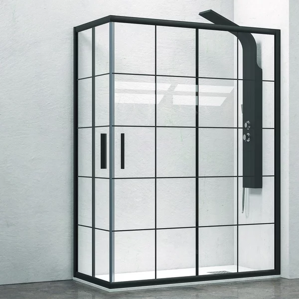 Box doccia angolo 80x80 nero opaco NICO-B1000 - KAMALU