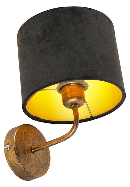 Lampada da parete vintage oro con paralume in velluto nero - Matt
