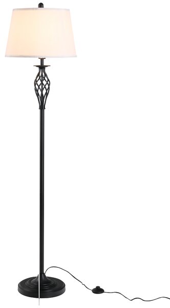 HOMCOM Set 3 Pezzi: 1 Lampada da Terra e 2 Lampade da Tavolo in Metallo, Design Vintage, Lampadine E27, Nero e Bianco|Aosom