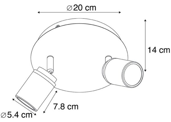 Faretto da bagno moderno ottone 2 luci IP44 - Ducha