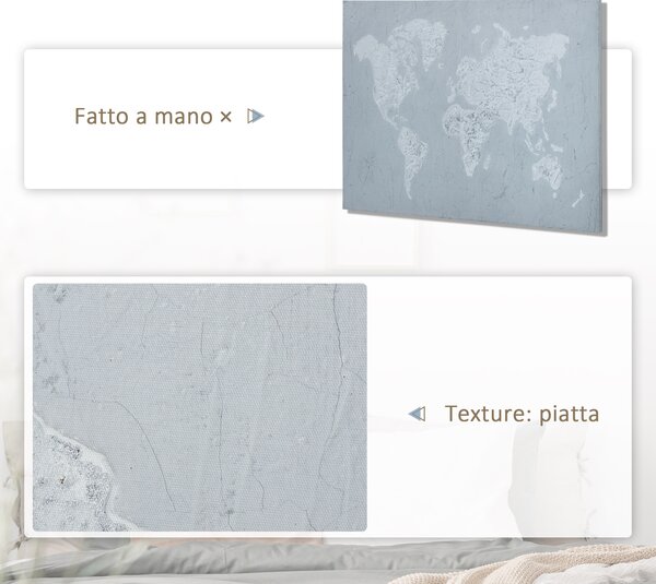 HOMCOM Stampa su Tela 120x90cm per Casa e Ufficio, Tela in Legno di Pino e Inchiostro in Resina Poliuretanica, Grigia e Bianca|Aosom