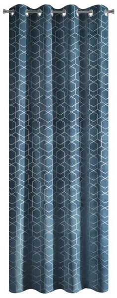 Tenda decorativa blu con sospensione su anelli metallici 135 x 250 cm