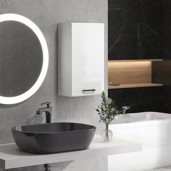 Kleankin Mobiletto Armadietto Bagno Pensile a Muro con 3 Ripiani e Ripiano Superiore Regolabile, in MDF,37x22.5x70 cm, Bianco|Aosom Italy