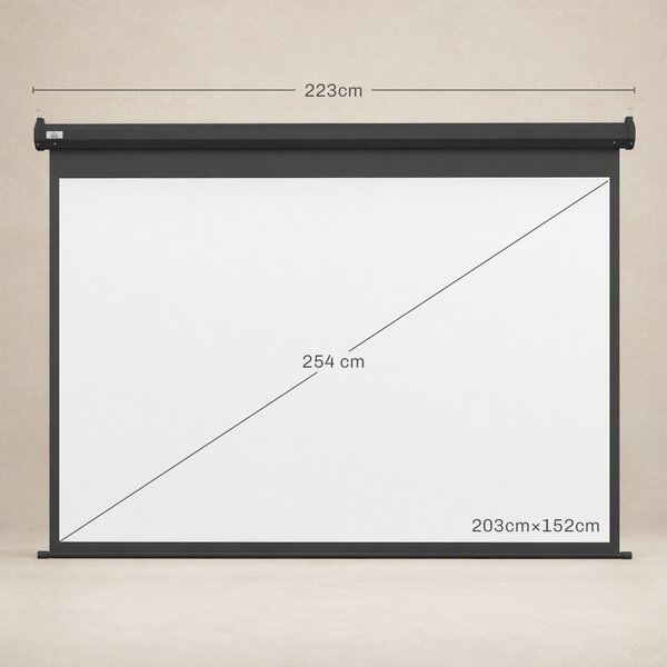 HOMCOM Schermo per Proiettore 100" Formato 4:3 Regolabile con Telecomando, 203x152cm, Nero