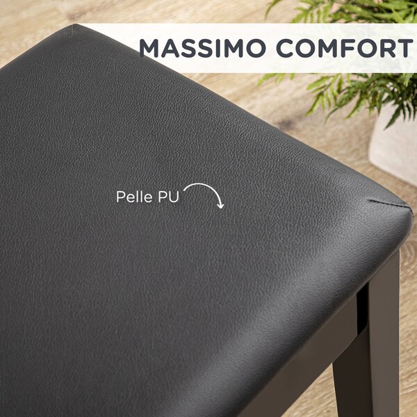 HOMCOM Sgabello per Pianoforte con Vano Contenitore in Legno e Finta Pelle PU, 75x35x49cm, Nero