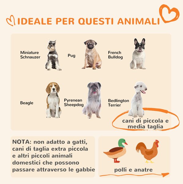 PawHut Kennel Recinto per Cani Taglia Piccola e Media, Galline e Anatre con Tettuccio, 122x122x138cm|Aosom