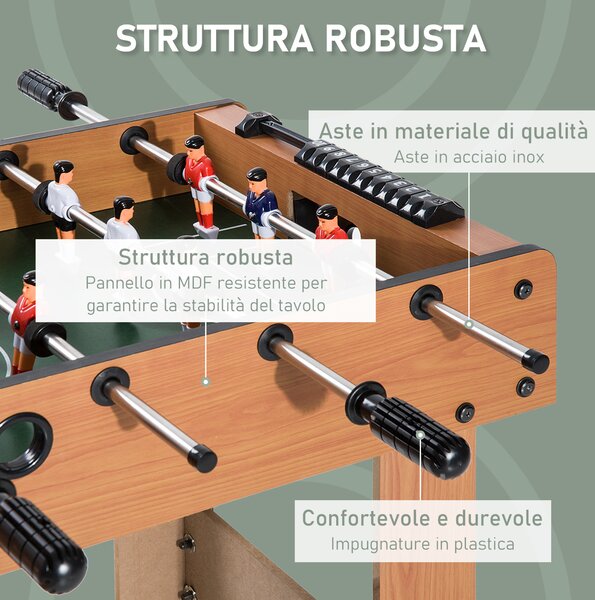 HOMCOM Calcio Balilla Professionale per Bambini con Aste in Legno MDF 87x43x78cm|Aosom