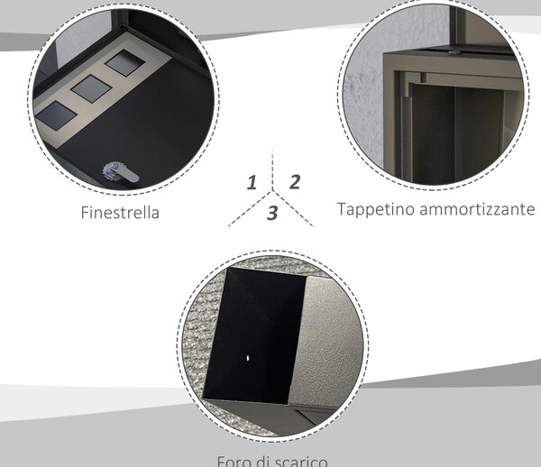HOMCOM Cassetta Postale in Metallo con 2 Chiavi di Sicurezza, 3 Finestre e Foro di Drenaggio, 36.5x11.5x29 cm, Nera|Aosom