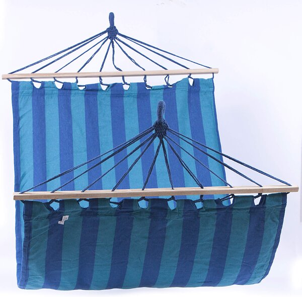 Amaca da Giardino 100x200 cm in Policotone e Legno di abete Blu e Turchese