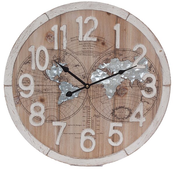 Orologio da Parete Ø50 cm in Mdf e Metallo Marrone